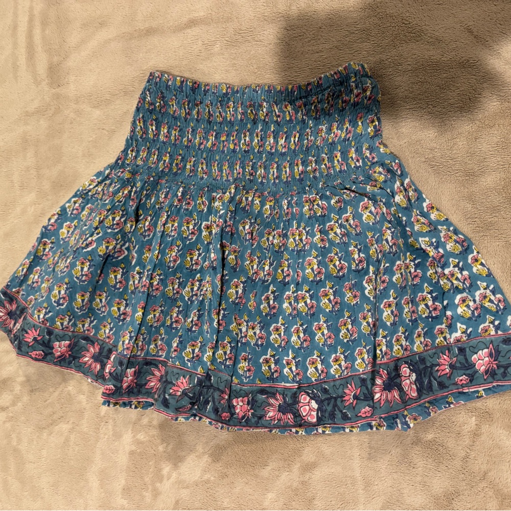 Floral Blue Skirt with Pink Accents